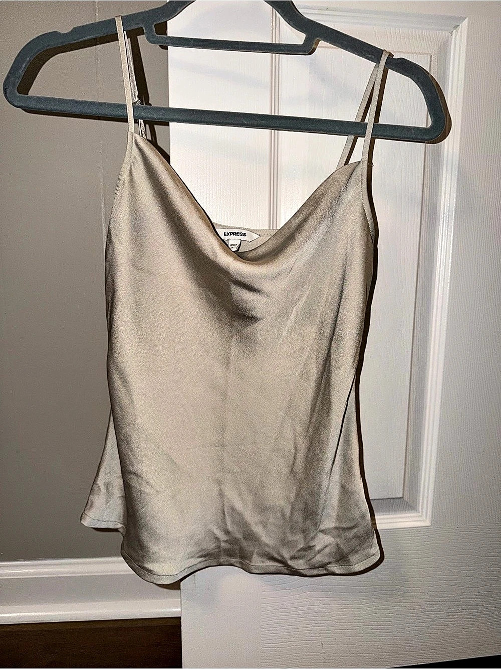 Express Satin Cowl Neck Camisole Beige XS